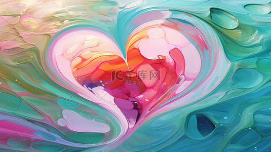 彩色油画质感背景图片_抽象旋转的爱心图形油画质感背景1