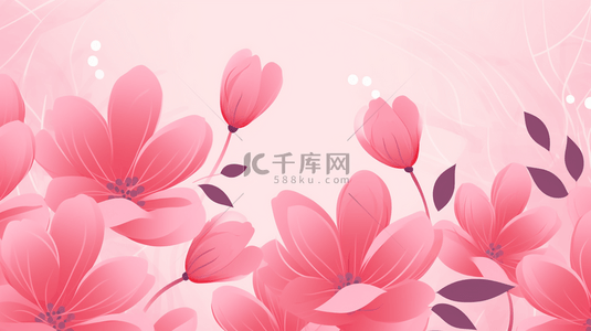 手绘粉色花卉背景图片_手绘极简背景。