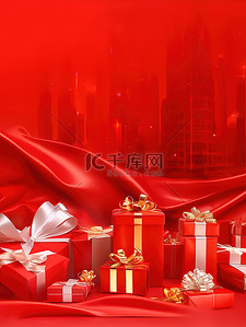 大礼品盒背景图片_礼品盒红色背景广告海报20