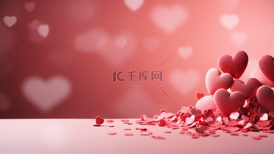 心形玫瑰花瓣背景图片_粉色3D立体心形玫瑰七夕背景16