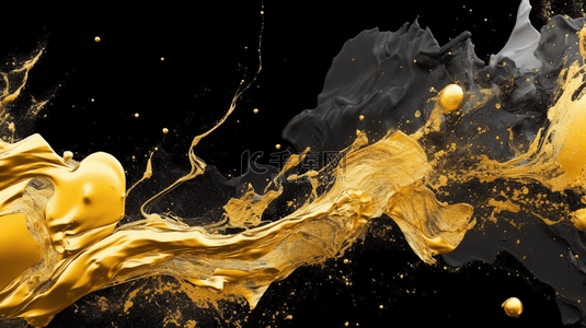 Acrylic流体艺术深蓝色波浪抽象海洋和金色泡沫波浪大理石效果背景。