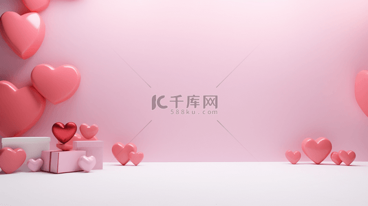 七夕节巧克力海报背景图片_粉色3D立体心形玫瑰七夕背景5