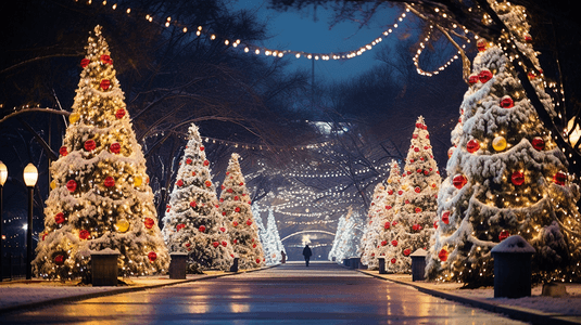 欢乐背景摄影照片_发光的圣诞树圣诞节背景