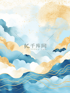 中国风描金山水纹理背景22