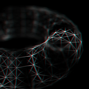 抽象的控制论粒子背景。神经丛幻想技术背景。3d 插图。计算机生成的连接概念。具有连接点和线的多边形空间背景