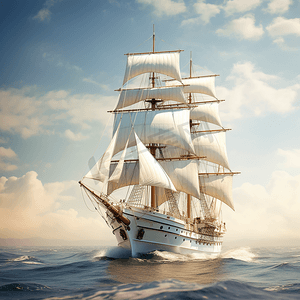 海上白帆帆船豪华游艇