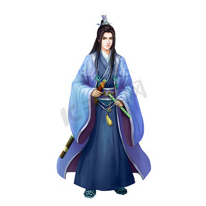 中国古代艺术品︰ 漂亮的年轻男人，绅士，英俊剑客