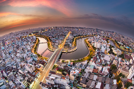 文字排版免费下载摄影照片_皇家高品质免费股票图像鸟瞰越南胡志明市。沿着河边的美丽摩天大楼, 越南胡志明市城市发展的顺利进行.