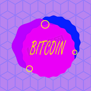 Writing note showing Bitcoin. Business concept for Cryptocurrency Blockchain Digital currency Tradeable token Asymmetrical format pattern object outline multicolor design