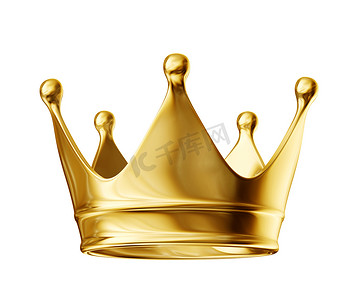 金色王冠被隔离在白色背景上。3d 插图