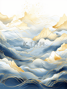 描金中国风波浪背景9