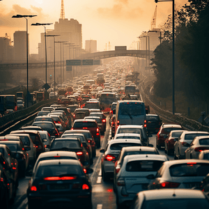 高速公路上的汽车塞车