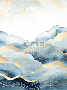 中国风描金山水纹理背景35