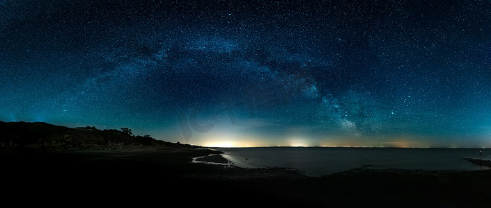 令人惊奇的全景《人类发展报告》银河在夜空中的景观