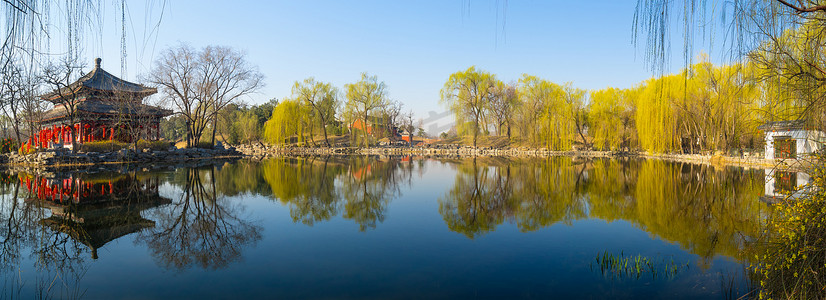 北京国宾馆钓鱼台摄影照片_初春北京颐和园景观