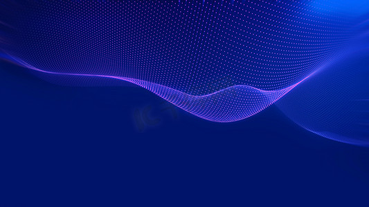 空间元摄影照片_元空间中的数据波。粒子波背景，蓝光引导。云计算概念.