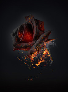 美丽的红色玫瑰在黑色背景火