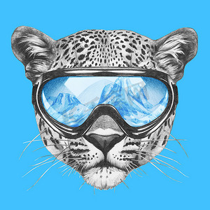 豹子与滑雪护目镜
