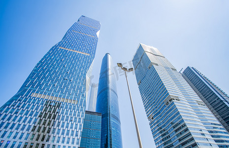 在中国广州,摩天大楼是低角度的景观.