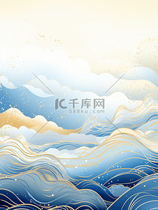 中国风描金山水纹理背景37