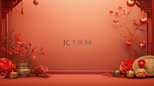 红色传统古典春节喜庆背景21