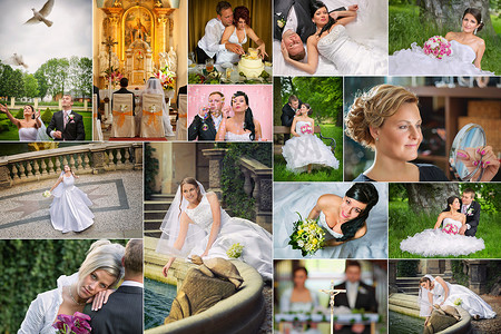 婚礼照片摄影照片_婚礼照片的抽象拼贴画