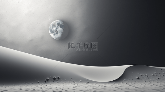 沙漠夜晚沙漠背景图片_夜空月球照射沙漠科技感背景3