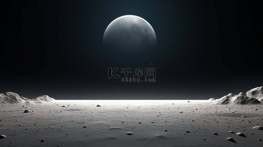 科技宇宙背景图片_灰色月球照着大地背景13