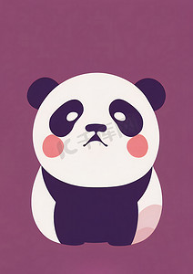 宝宝熊猫摄影照片_具有彩色背景的孤独可爱熊猫宝宝的示意图.