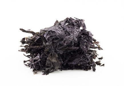 白色茶几素材摄影照片_孤立在白色背景上的黑色紫菜