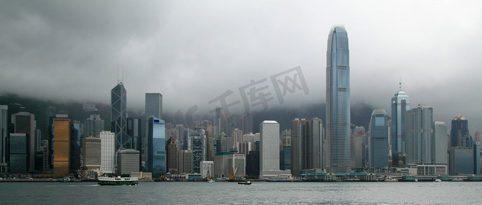 香港赛马摄影照片_香港天际线全景