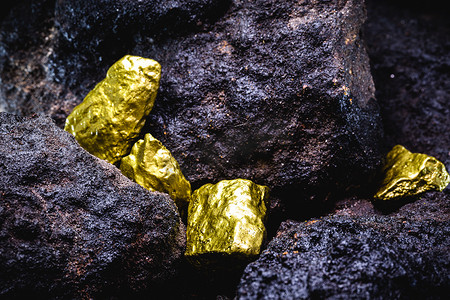 gold nugget in mine, concept of precious stone excavation