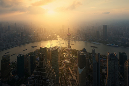 上海天际线城市景观、 上海 luajiazui 金融和企业