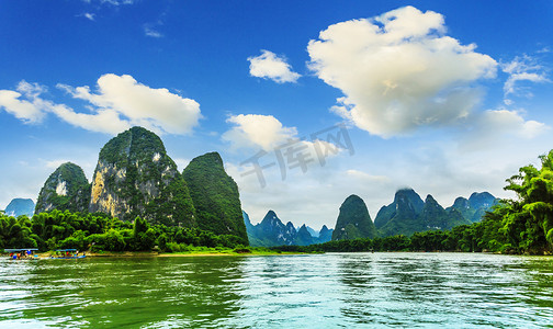 水墨山水凉亭摄影照片_桂林丽江风景