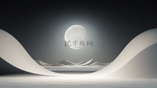 大气2背景图片_黑夜月球月光下沙漠背景2
