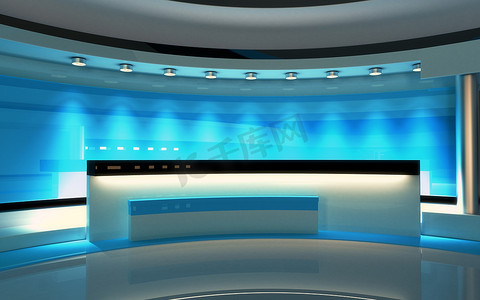 电视演播室。新闻演播室。任何绿色屏幕或色度关键视频或照片生产的完美的背景.