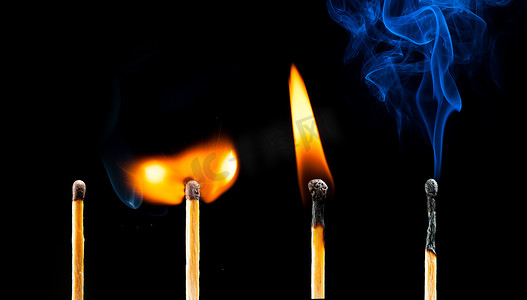 点火摄影照片_生命的匹配项： 新的点火、 燃烧和灭火