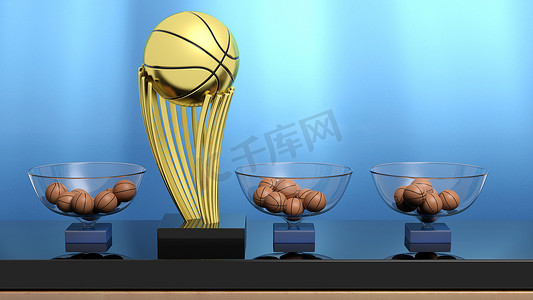 金球奖奖杯和彩票篮子篮球球.