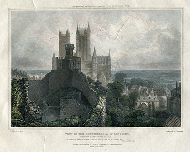 复古邮戳免抠摄影照片_复古艺术︰ 林肯大教堂英国 1829年