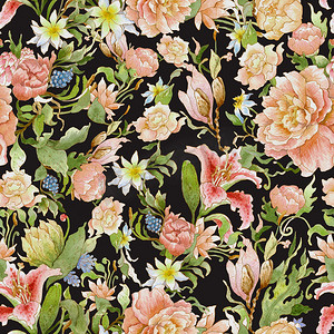 fabric摄影照片_watercolor floral pattern