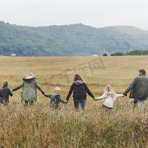 happy Family together in field