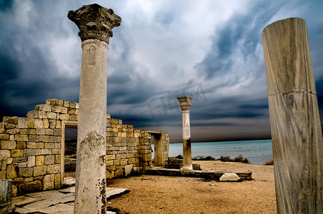 古希腊神话摄影照片_古希腊城市的废墟