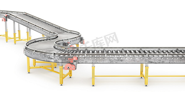 白色背景上的输送线。3d 插图