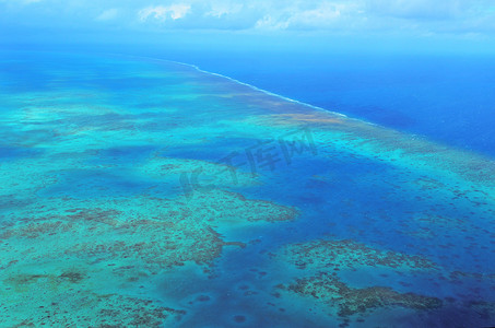 Aerial view of arlington coral reef at the Great Barrier Reef Qu