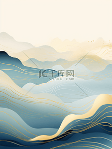 中国风描金山水纹理背景34