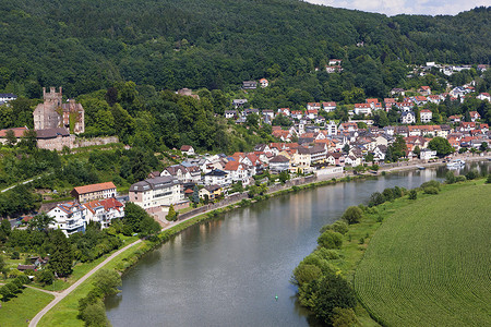 Neckarsteinach, Mittelburg Castle, Vierburgeneck, Neckartal Nature Park, Neckar River, Odenwald, Hesse, Germany, Europe, PublicGround, Europe