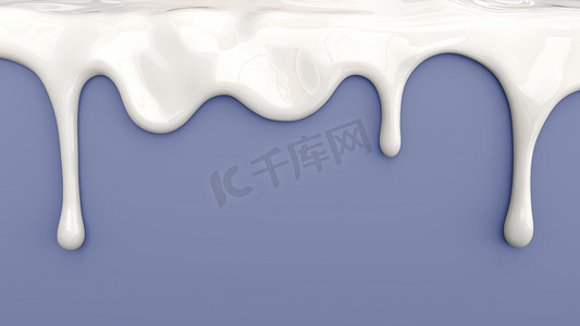 牛奶翻倒摄影照片_把倒在蓝色背景上的白色牛奶三维图