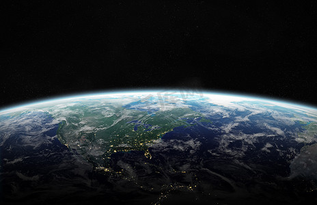 美国nasa摄影照片_在空间的蓝色行星地球的看法3d 渲染元素