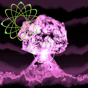 核爆与原子能 3d 渲染的象征