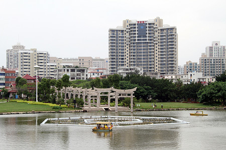 泉州世遗摄影照片_湖和建筑物